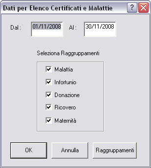 Dati Elenco Certificati e Malattie